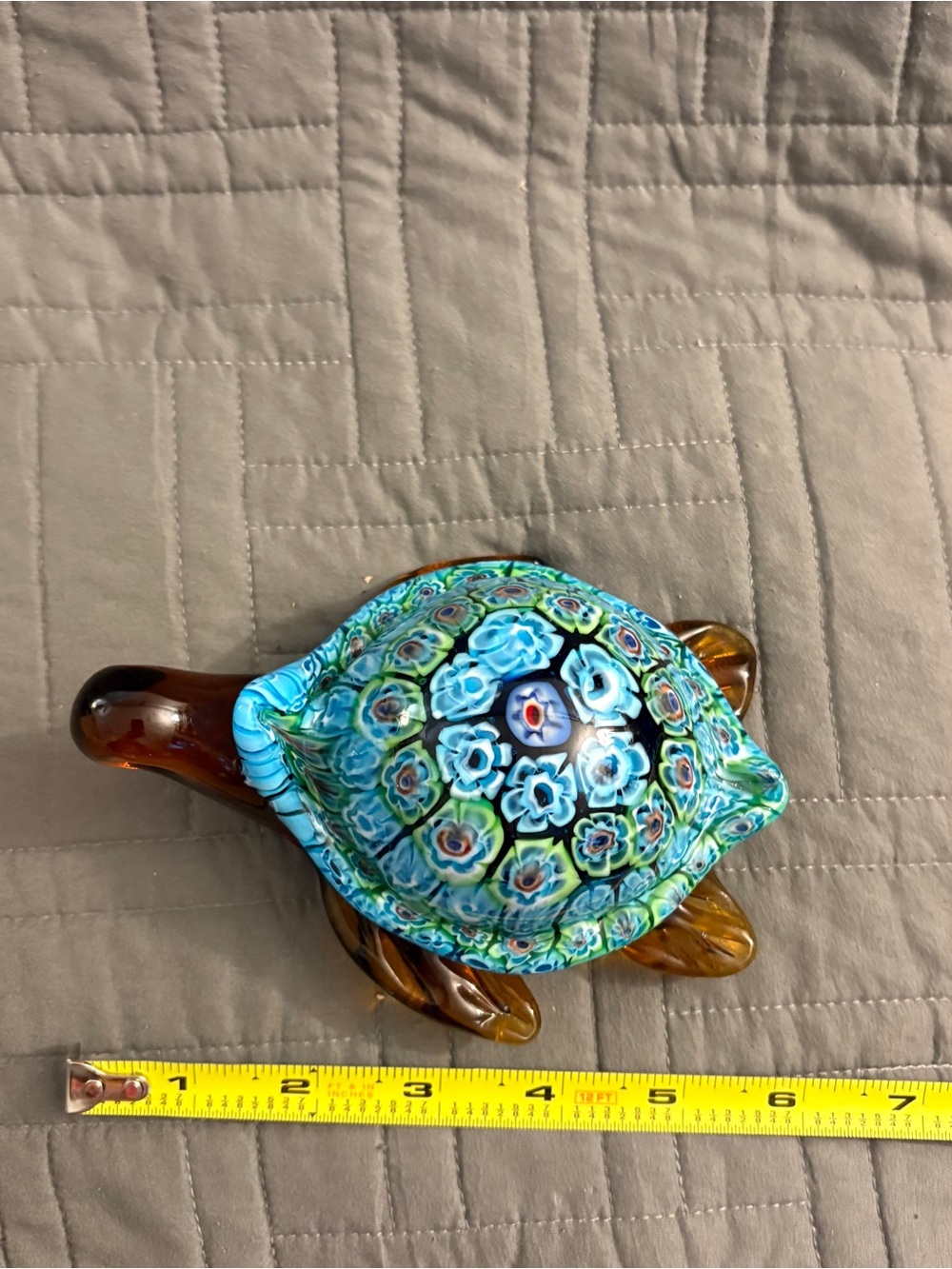 Millefiori Sea Turtle Art Glass Paperweight Figurine - Picture 11 of 13